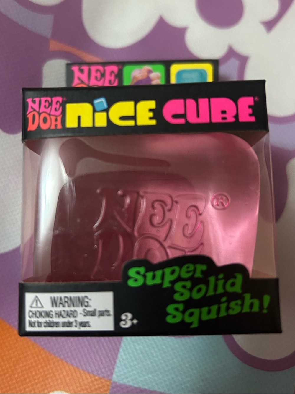 Nee Doh Nice Cube Squish Toy, (Pink), 1ct